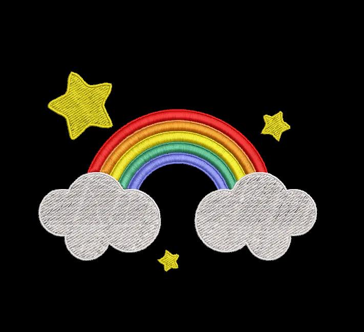 Cute Rainbow and Clouds Embroidery Design