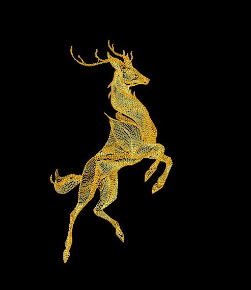 Graceful Golden Reindeer Silhouette Embroidery Design