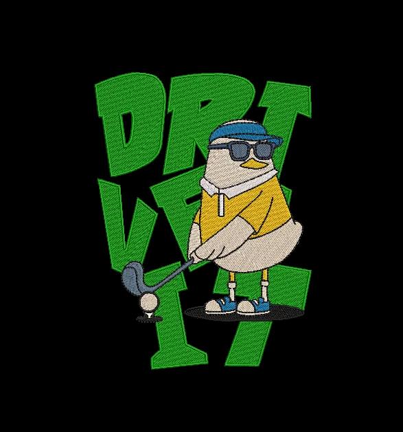 Funny Golf Duck Embroidery Design - Drive It!