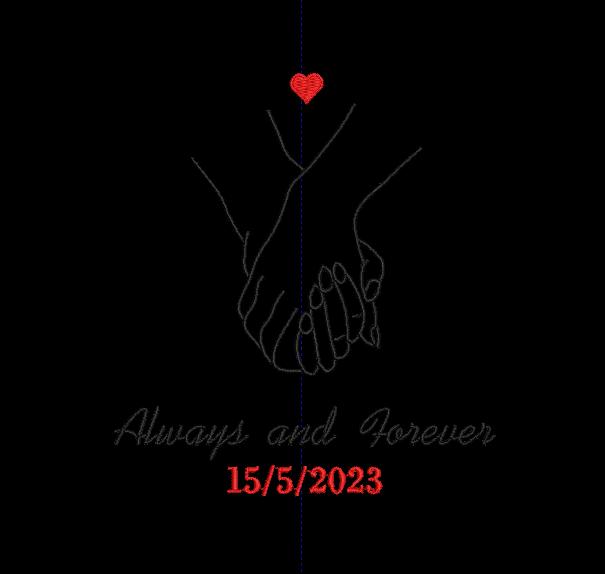 Always and Forever Holding Hands Embroidery Design