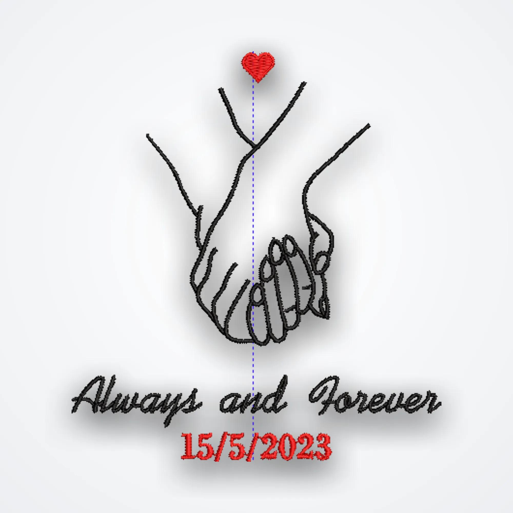 Always and Forever Holding Hands Embroidery Design image 1