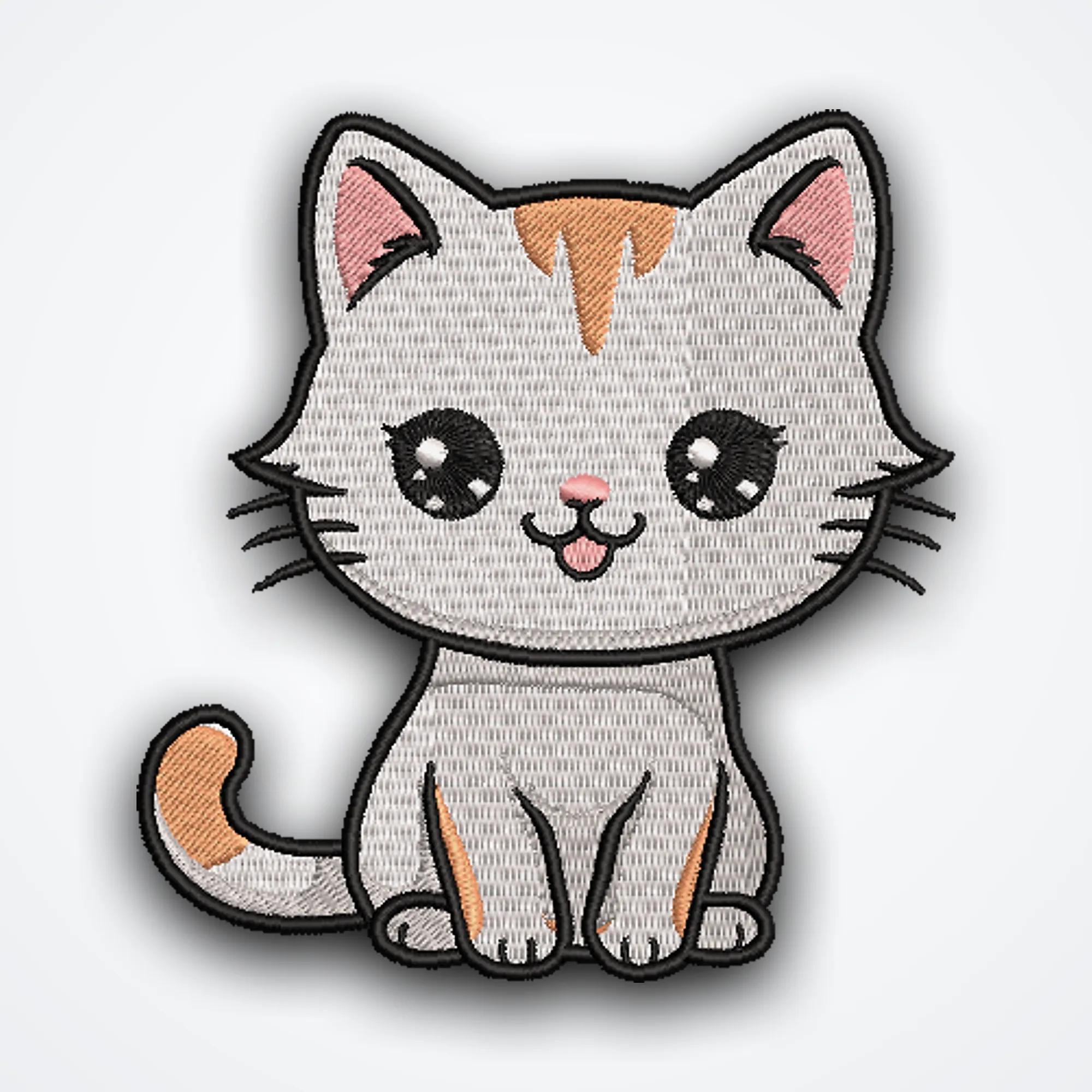 Cute Kawaii Cat Machine Embroidery Design image 1