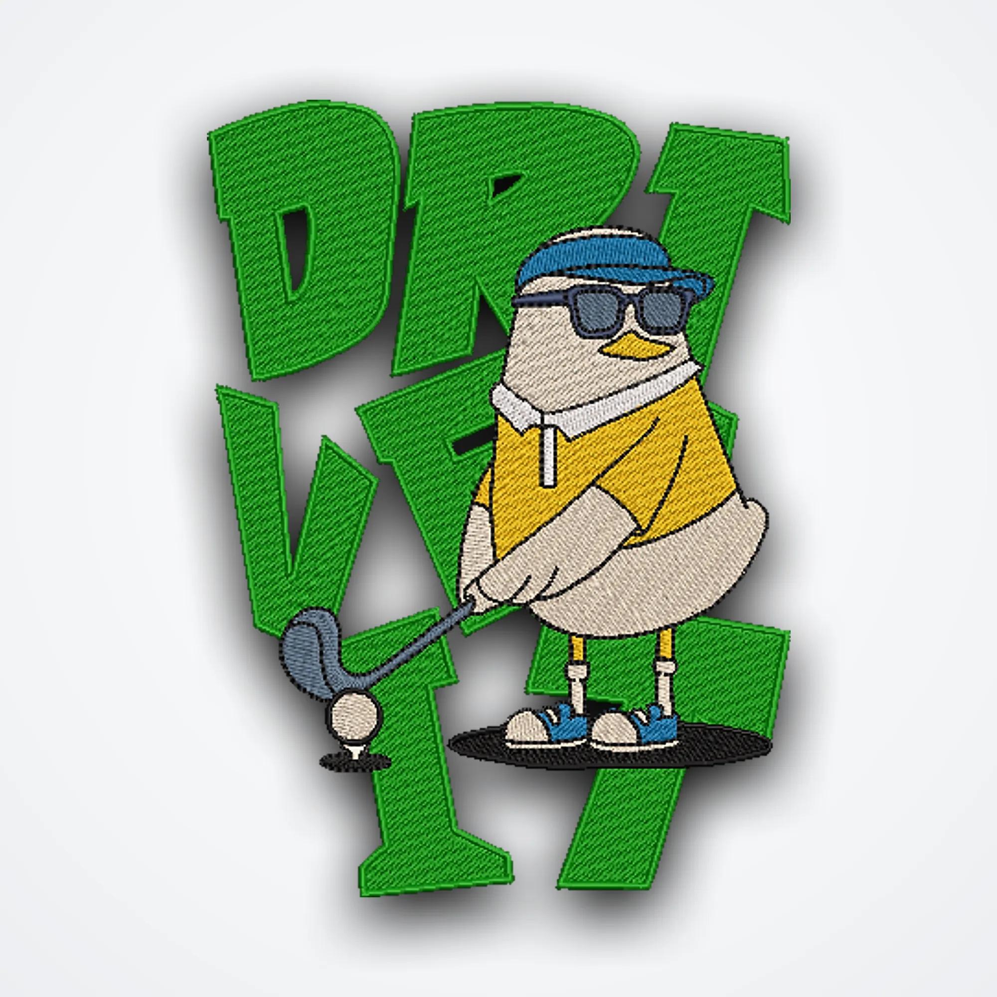 Funny Golf Duck Embroidery Design - Drive It! image 1