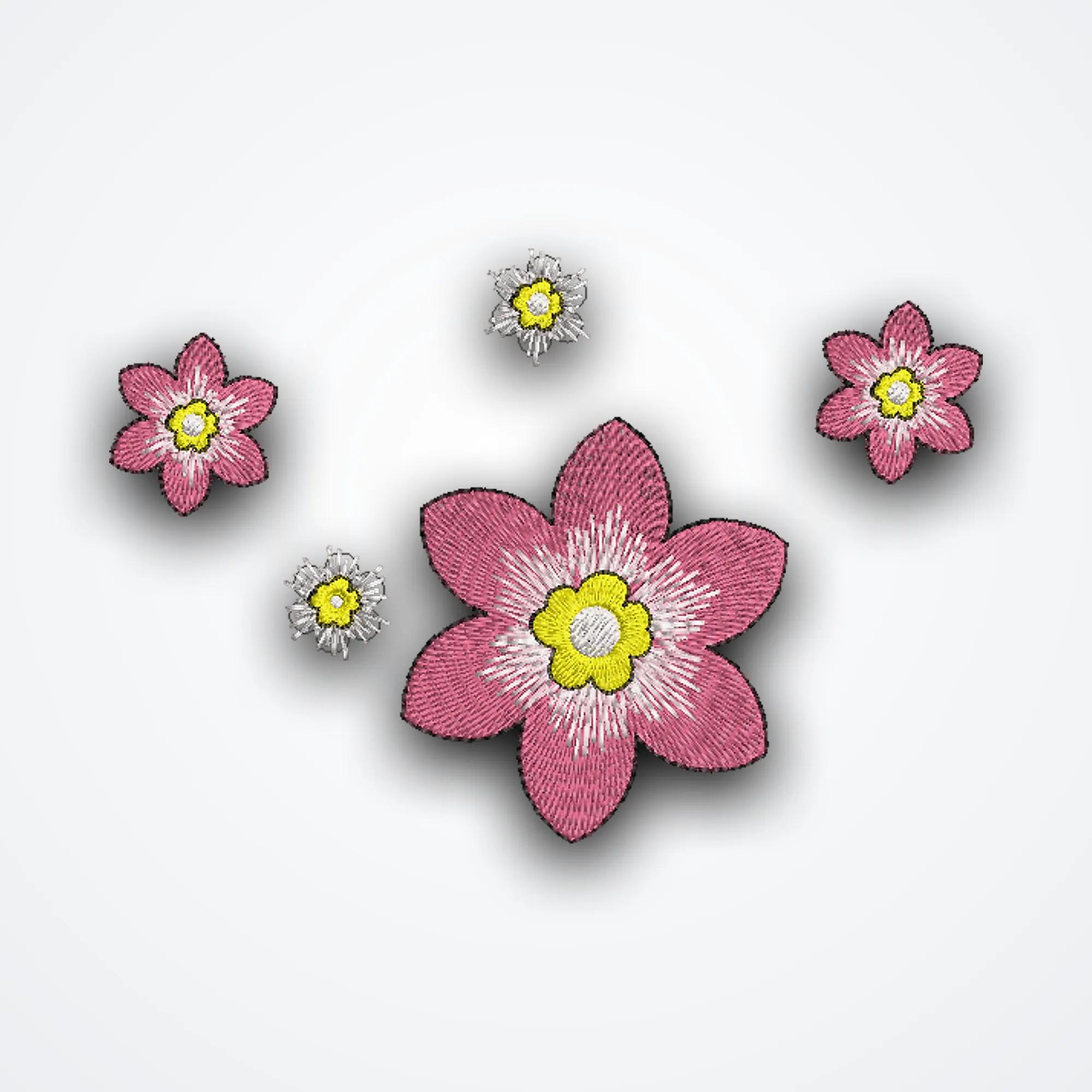 Pink Floral Blooms Machine Embroidery Design image 1