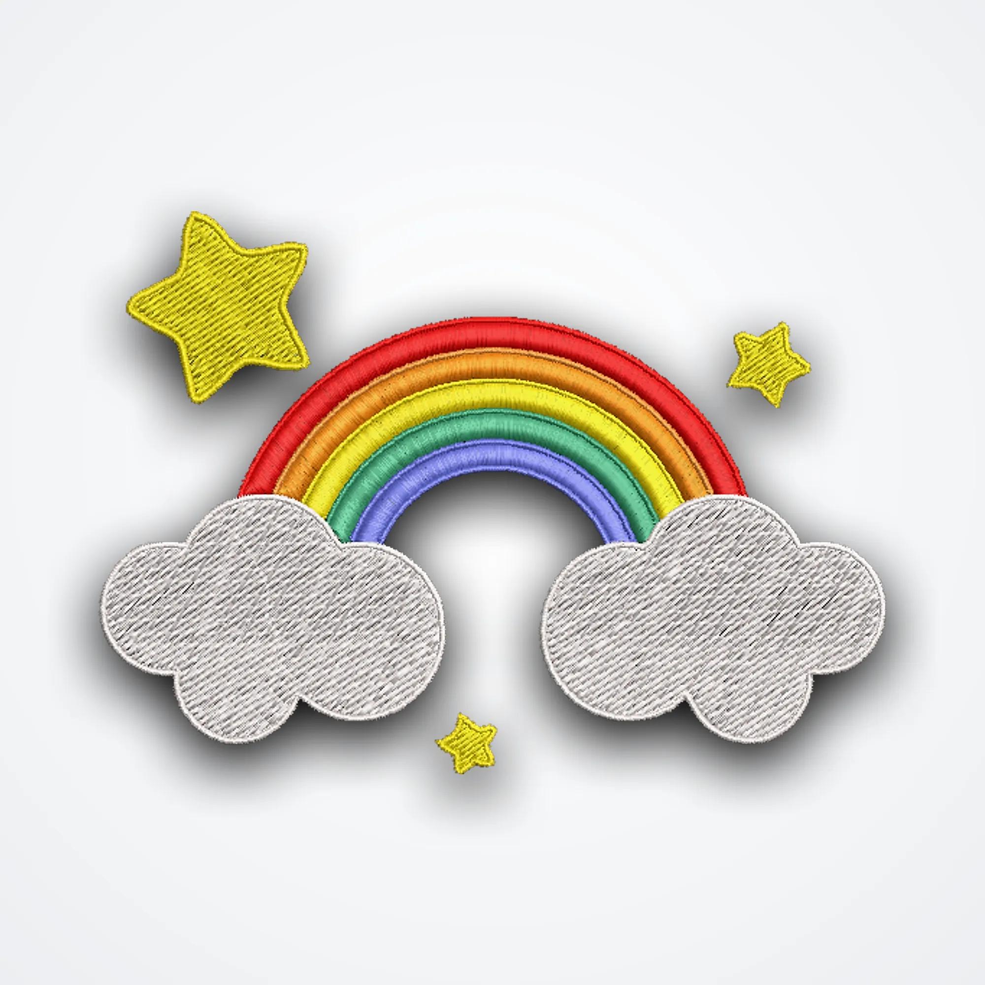 Cute Rainbow and Clouds Embroidery Design image 1