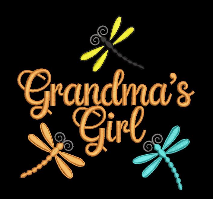 Grandma's Girl Dragonfly Embroidery Design