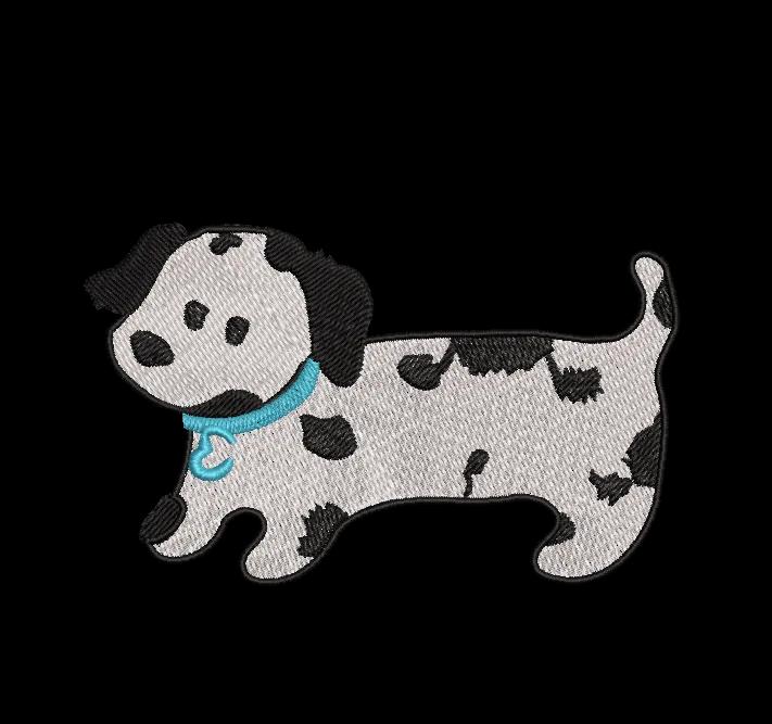 Cute Spotted Puppy Dog Embroidery Design with Custom Initial image 1