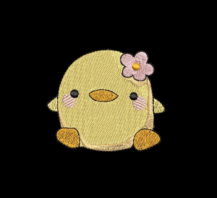 Cute Baby Chick with Flower Embroidery Design image 1