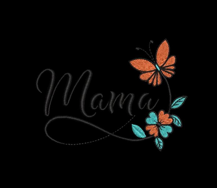 Mama Butterfly Floral Embroidery Design