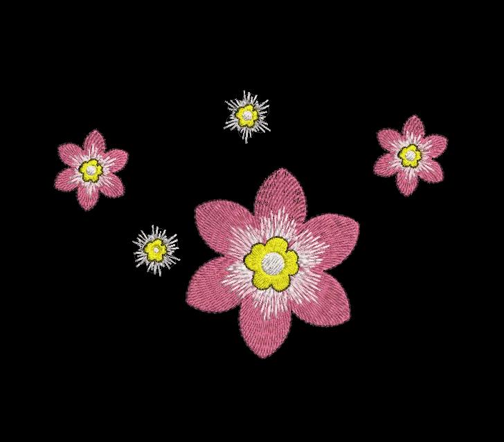 Pink Floral Blooms Machine Embroidery Design