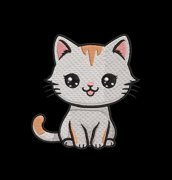 Cute Kawaii Cat Machine Embroidery Design