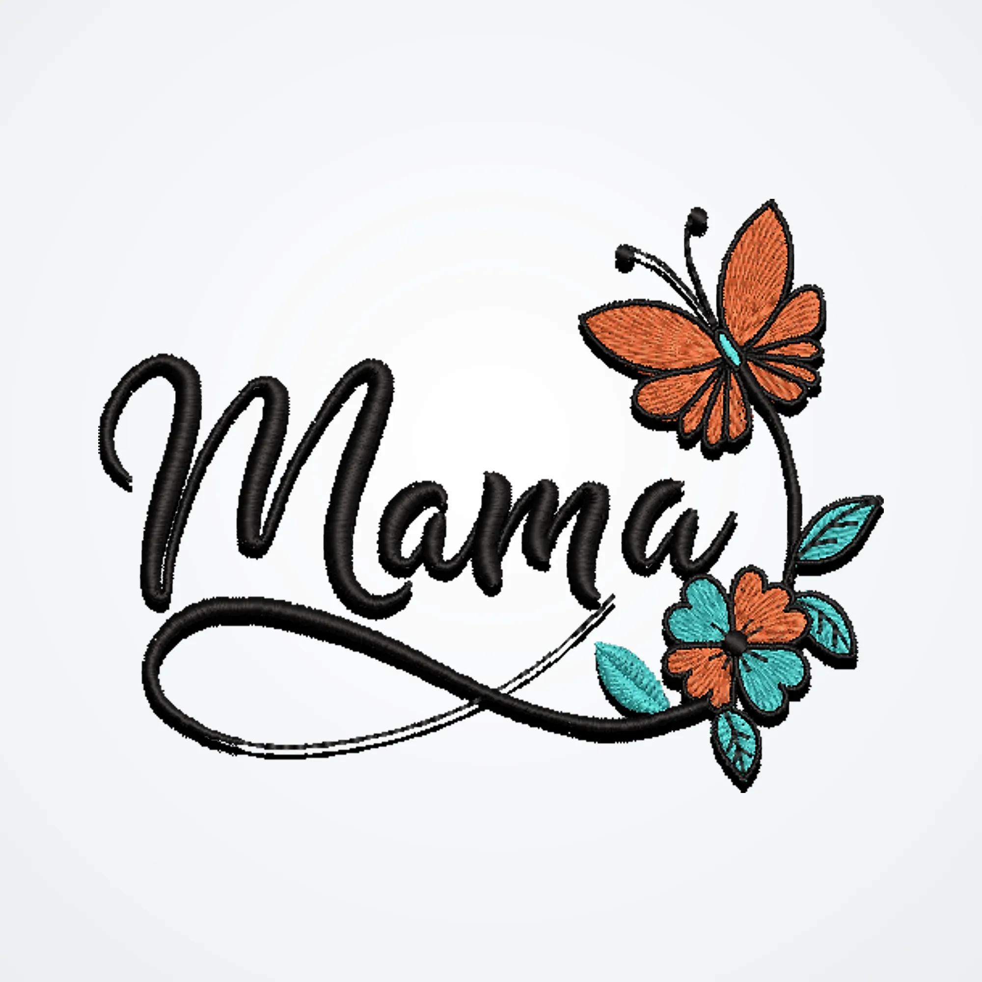 Mama Butterfly Floral Embroidery Design