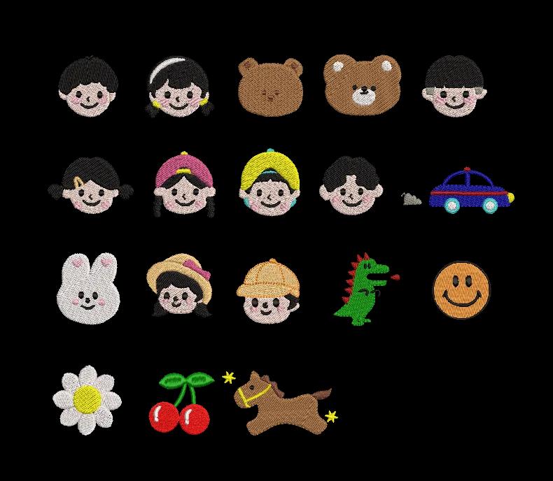 Kawaii Kids & Animals Mini Embroidery Design Pack